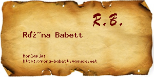Róna Babett névjegykártya